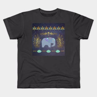 Decorative Elephant in Space Design Kids T-Shirt